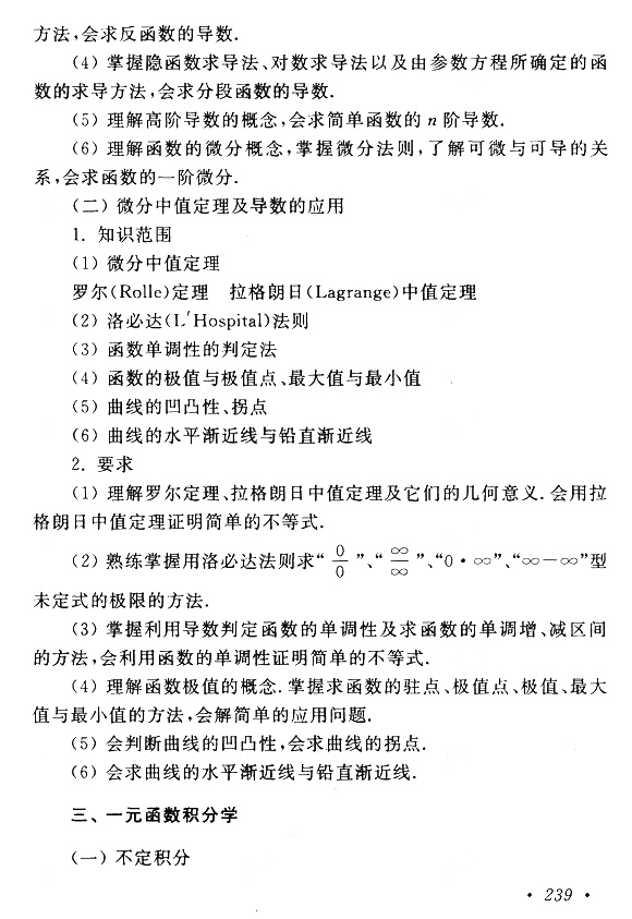 2018年成考專升本高等數學(一)考試大綱